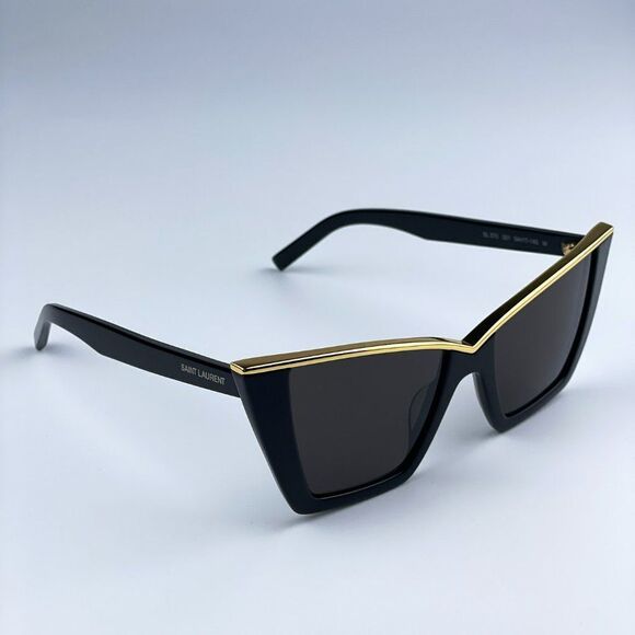 NEW Saint Laurent SL570 001 Black Gold Cat Eye Women Sunglasses - Picture 13 of 16